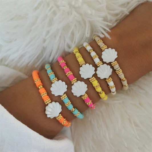 Preppy Aesthetic Seashell Beaded Bracelet