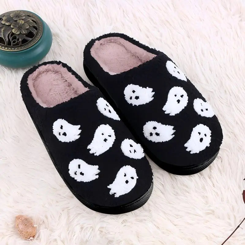 Halloween Preppy Aesthetic Spooky Ghost Cozy Slippers