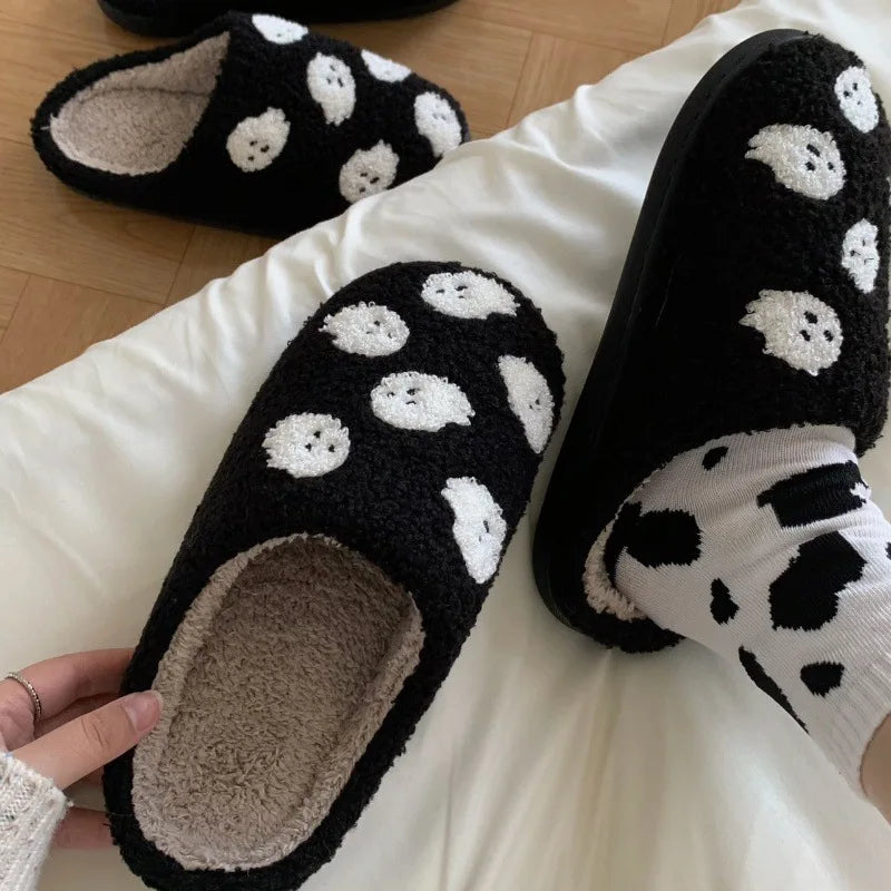 Halloween Preppy Aesthetic Spooky Ghost Cozy Slippers