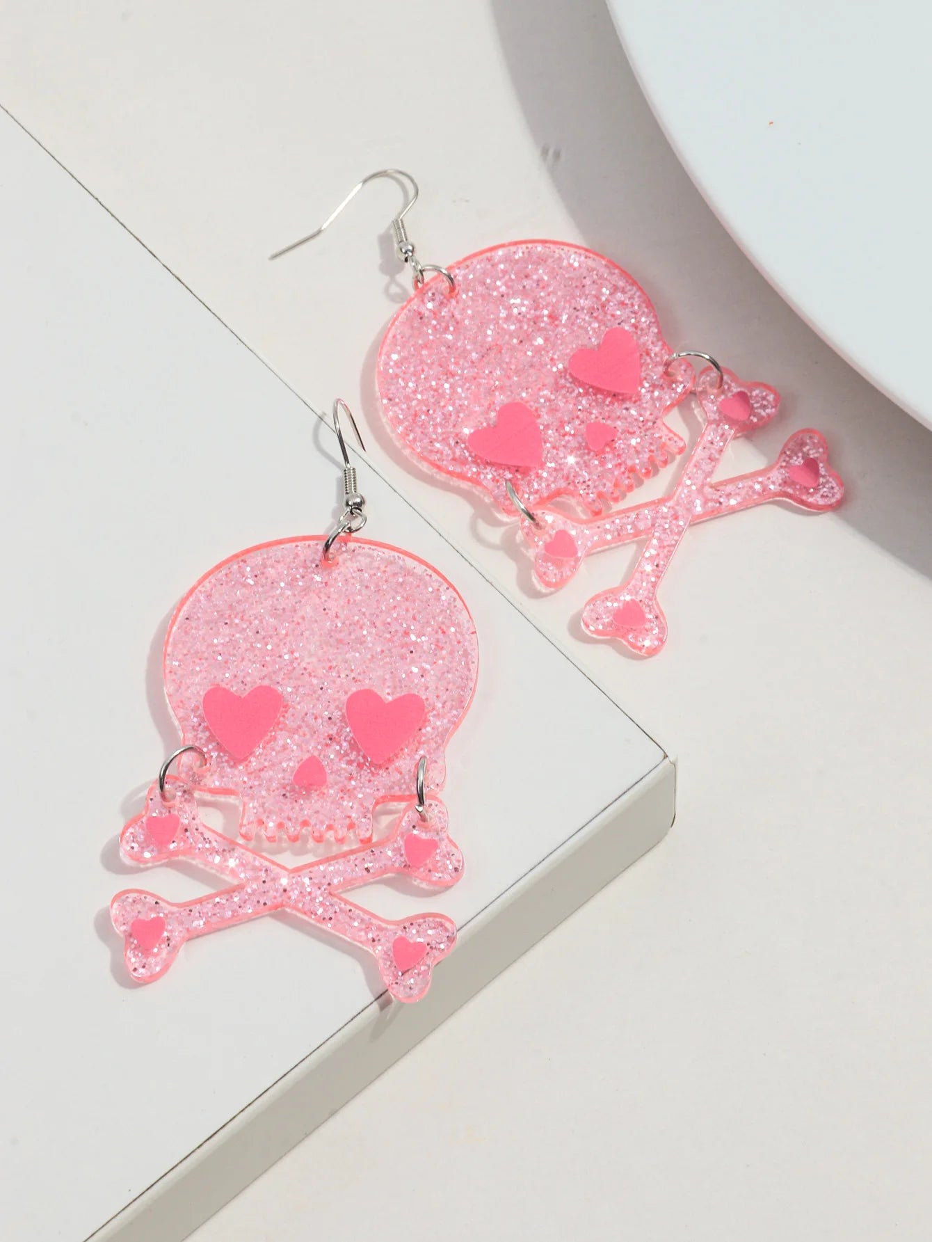 Halloween Pink Skull Heart Preppy Aesthetic Jewelry Earrings