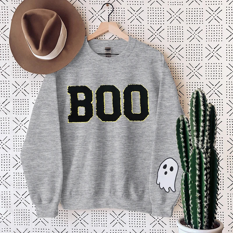 Preppy Aesthetic Halloween Boo Ghost Crewneck Sweatshirt