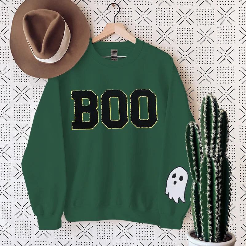 Preppy Aesthetic Halloween Boo Ghost Crewneck Sweatshirt