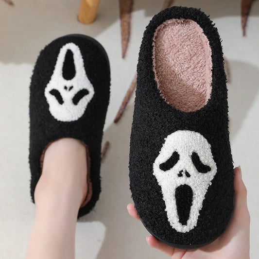 Halloween Scream Face Spooky Cozy Slippers