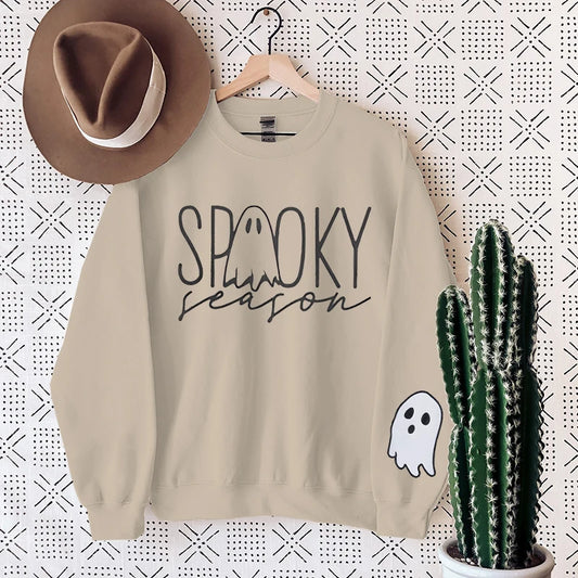 Halloween Spooky Season Ghost Preppy Aesthetic Crewneck Sweatshirt