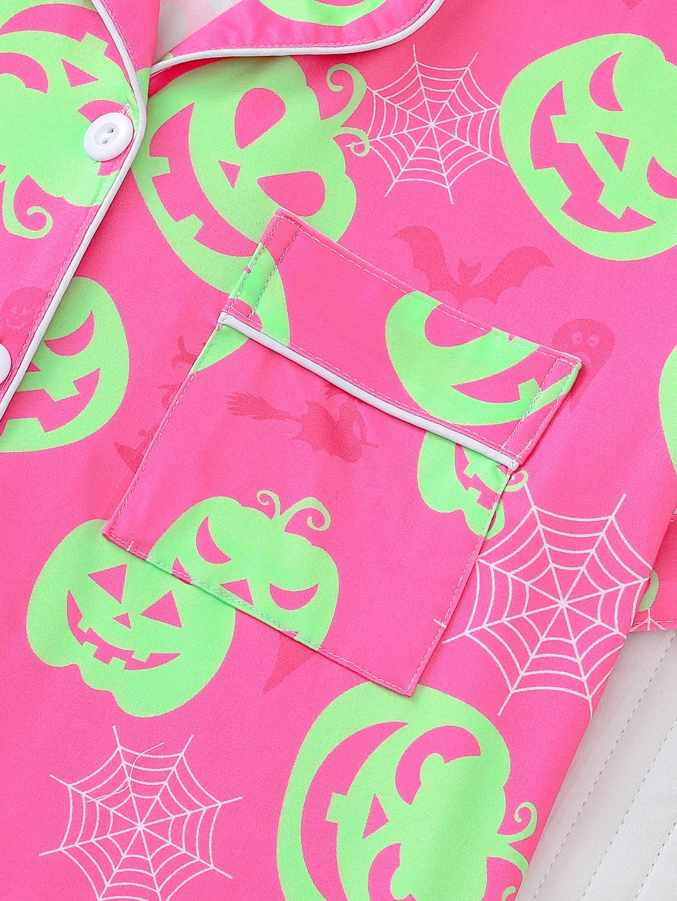 Preppy Aesthetic Halloween Pink Pumpkin Pajama Set