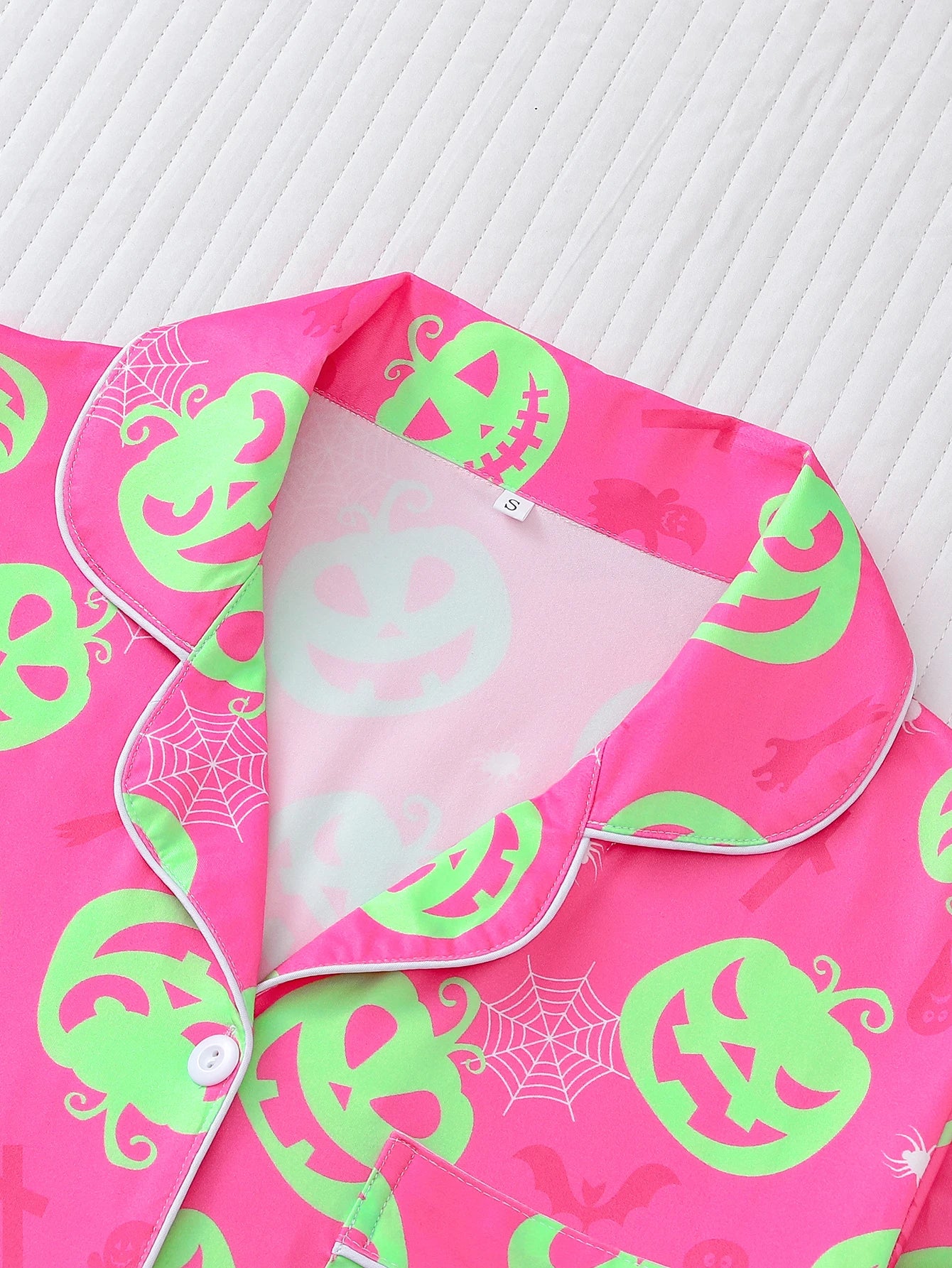 Preppy Aesthetic Halloween Pink Pumpkin Pajama Set