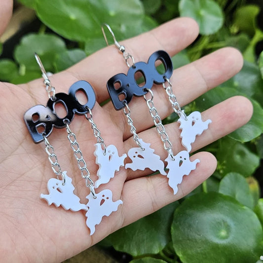 Boo Ghost Halloween Preppy Aesthetic Spooky Earrings
