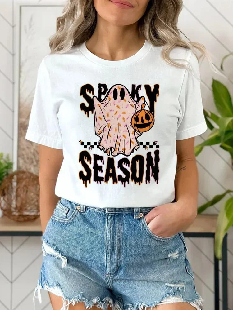 Spooky Season Ghost Halloween Preppy Aesthetic Graphic T-shirt