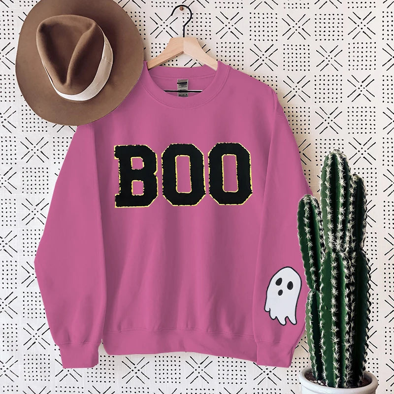 Preppy Aesthetic Halloween Boo Ghost Crewneck Sweatshirt