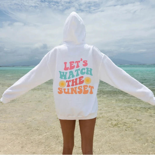 Let's Watch The Sunset Preppy Aesthetic Summer Hoodie