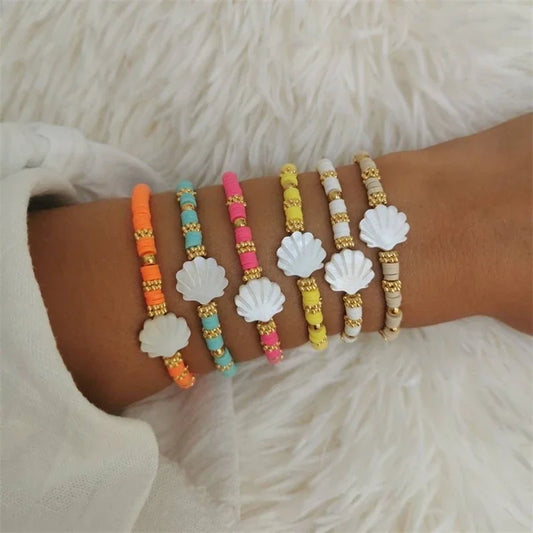 Preppy Aesthetic Seashell Beaded Bracelet