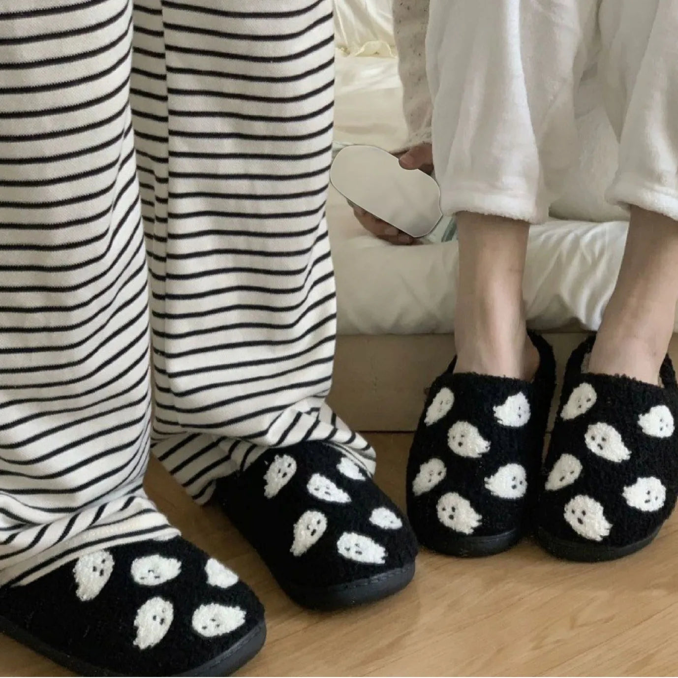 Halloween Preppy Aesthetic Spooky Ghost Cozy Slippers