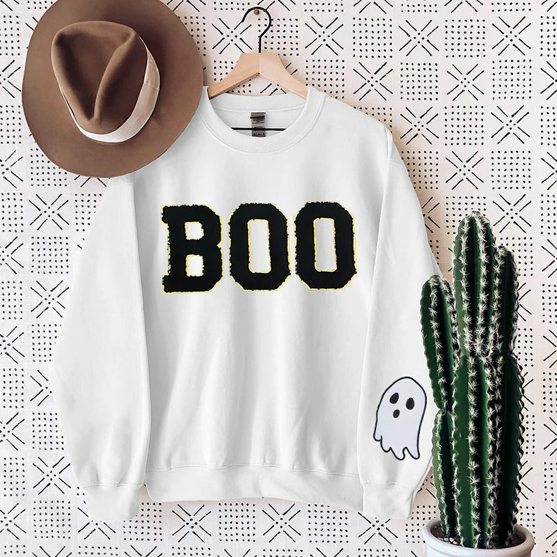 Preppy Aesthetic Halloween Boo Ghost Crewneck Sweatshirt