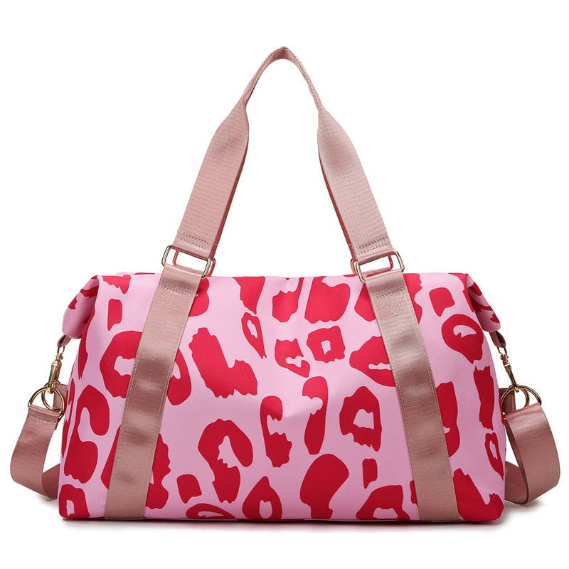 Preppy Aesthetic Leopard Print Duffle Bag