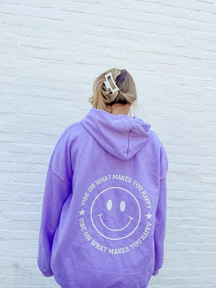 What Makes You Happy Face Preppy Aesthetic Smiley Face Hoodie