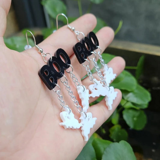 Boo Ghost Halloween Preppy Aesthetic Spooky Earrings