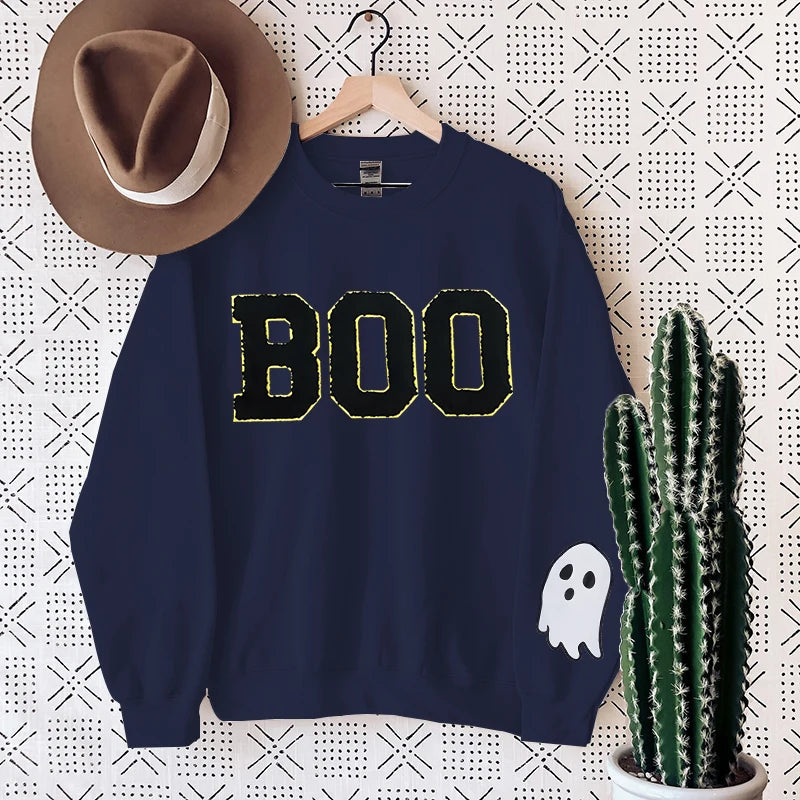 Preppy Aesthetic Halloween Boo Ghost Crewneck Sweatshirt