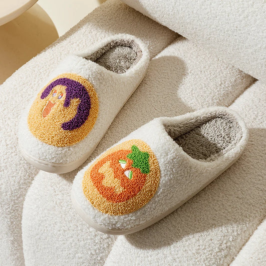 Halloween Cookie Pumpkin Ghost Preppy Aesthetic Cozy Slippers