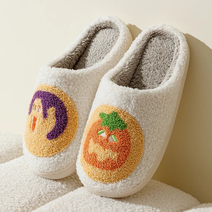 Halloween Cookie Pumpkin Ghost Preppy Aesthetic Cozy Slippers