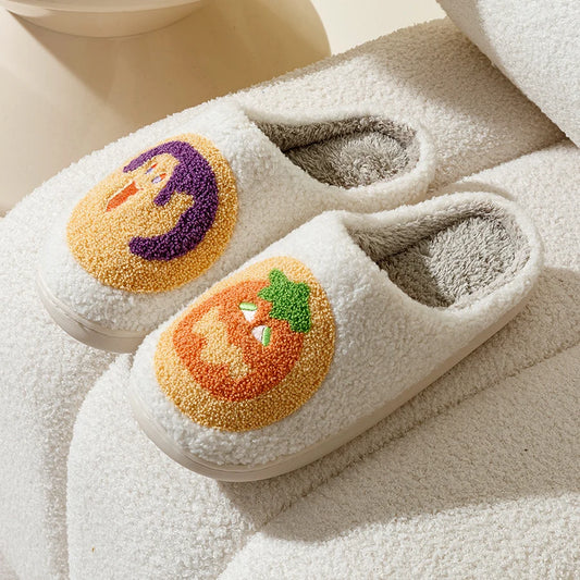 Halloween Cookie Pumpkin Ghost Preppy Aesthetic Cozy Slippers