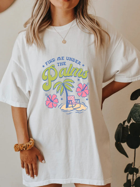 Find Me Under The Palms Trees Preppy Aesthetic Summer T-shirt