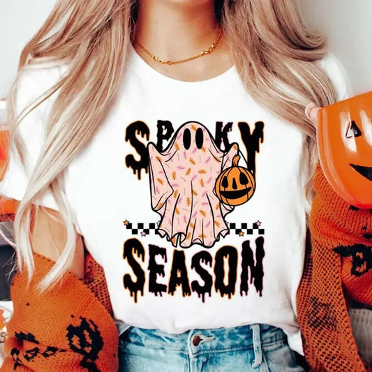 Spooky Season Ghost Halloween Preppy Aesthetic Graphic T-shirt