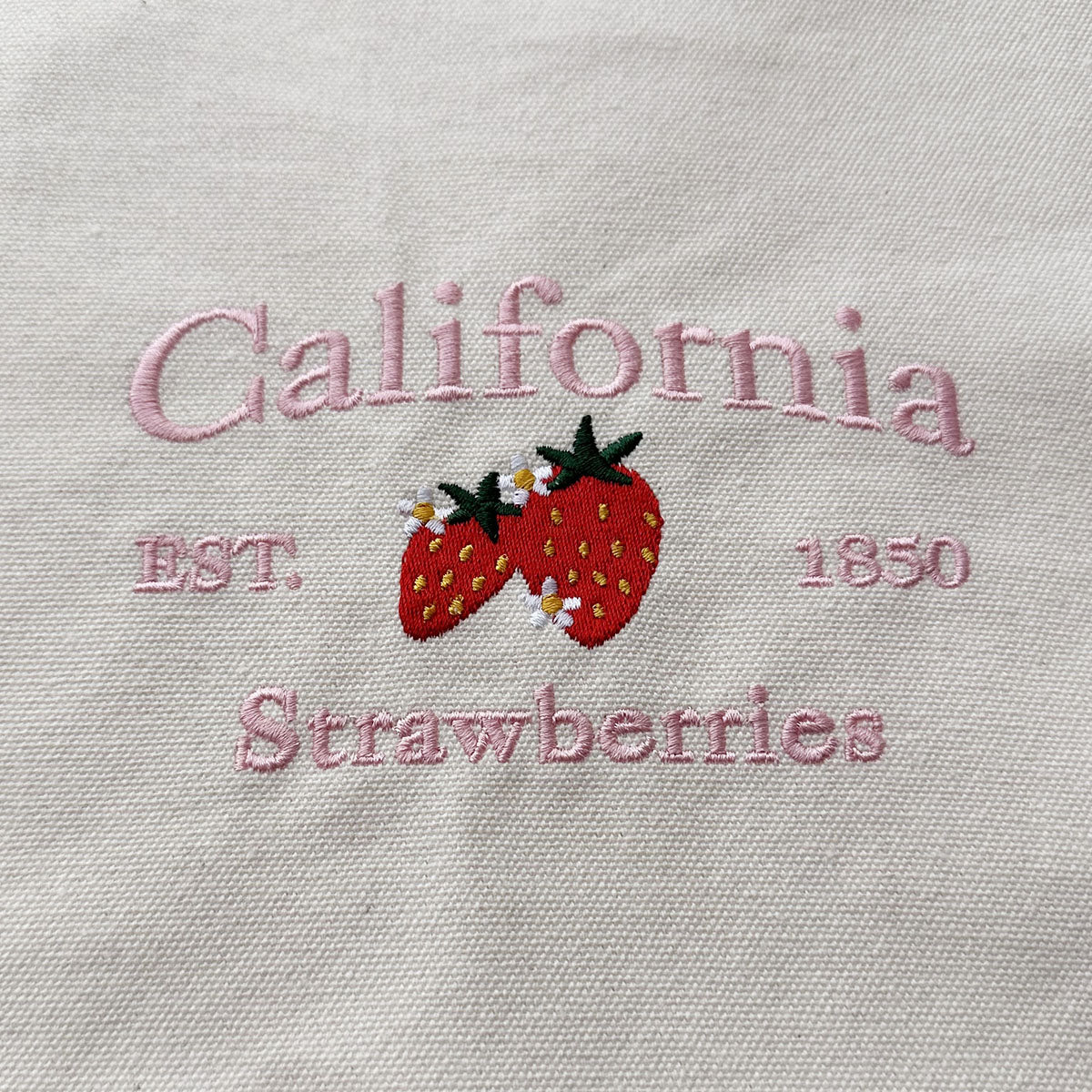 California Strawberries Preppy Aesthetic Embroidered Tote Bag