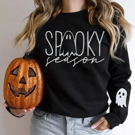 Halloween Spooky Season Ghost Preppy Aesthetic Crewneck Sweatshirt
