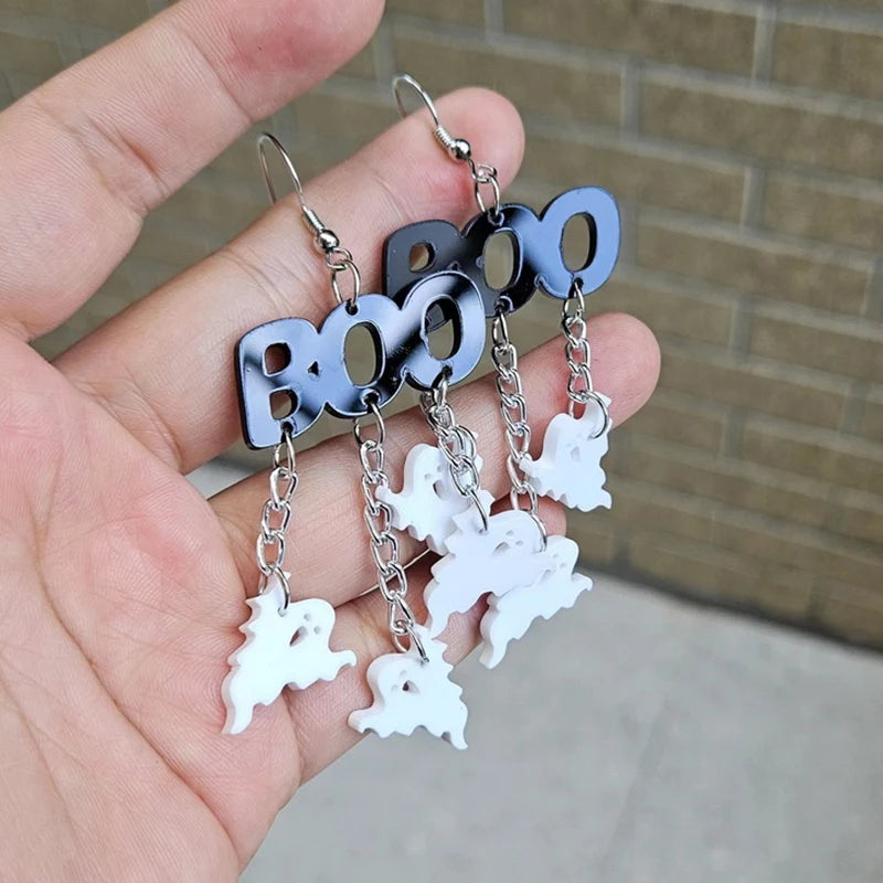 Boo Ghost Halloween Preppy Aesthetic Spooky Earrings