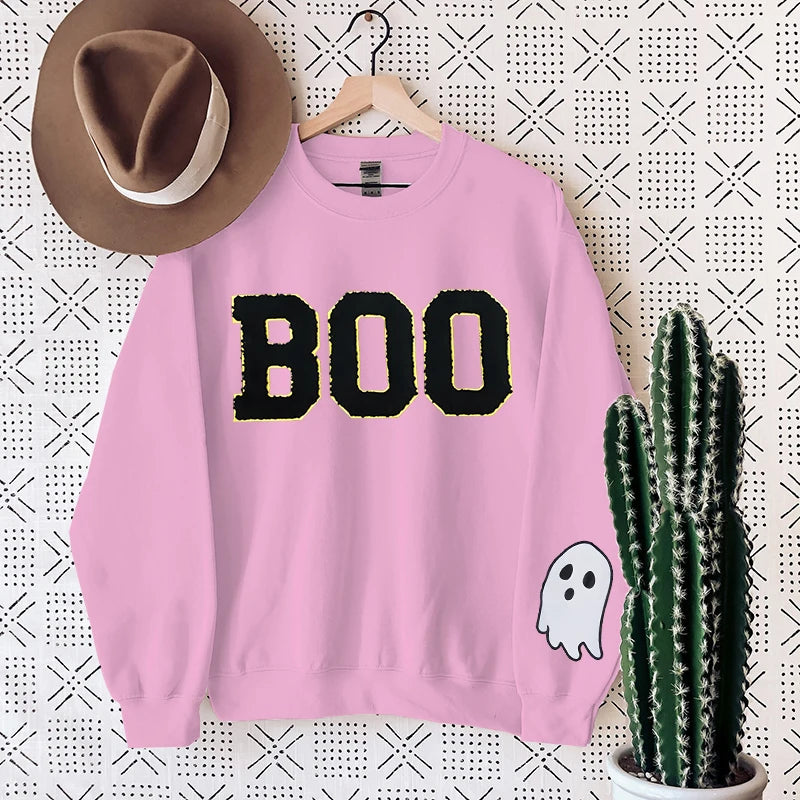Preppy Aesthetic Halloween Boo Ghost Crewneck Sweatshirt