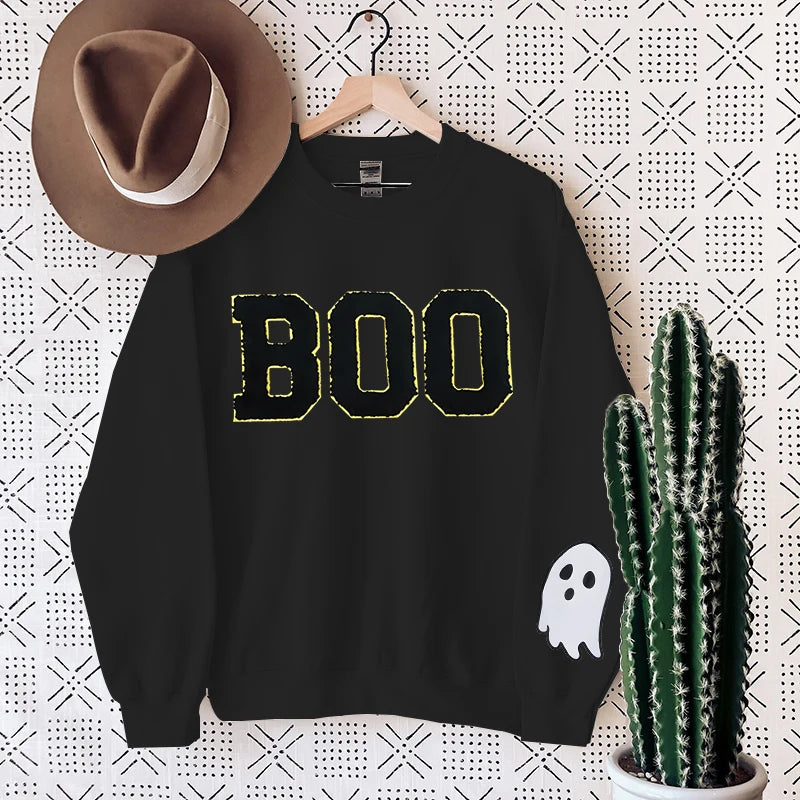 Preppy Aesthetic Halloween Boo Ghost Crewneck Sweatshirt