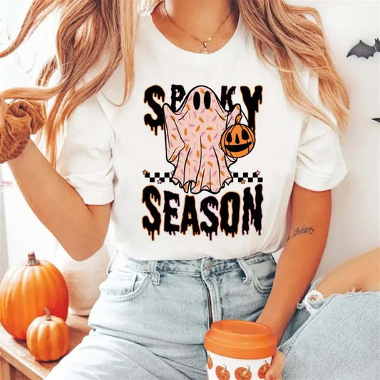Spooky Season Ghost Halloween Preppy Aesthetic Graphic T-shirt