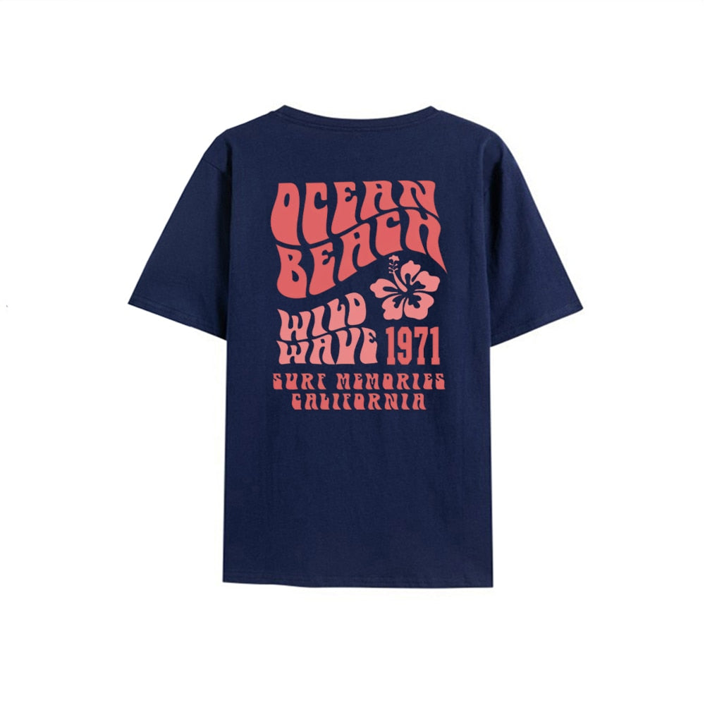Ocean Beach Preppy Coconut Girl Aesthetic Hibiscus Graphic Tee