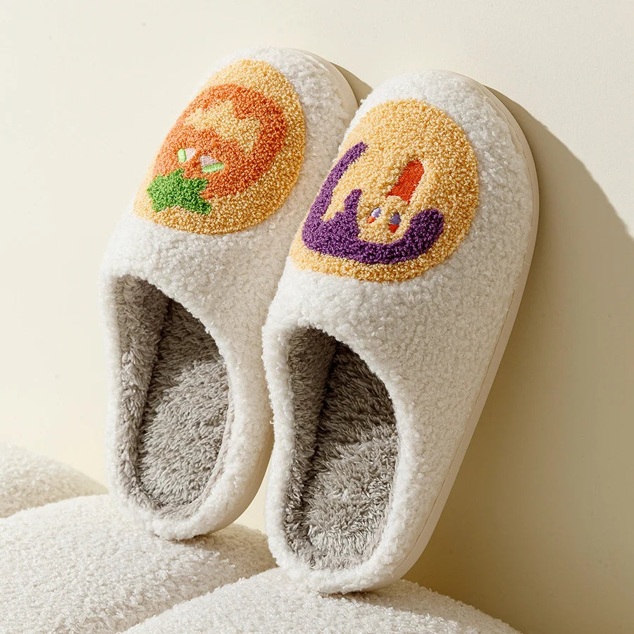 Halloween Cookie Pumpkin Ghost Preppy Aesthetic Cozy Slippers