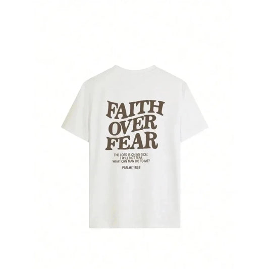 Faith Over Fear Preppy Aesthetic Christian Summer Graphic T-shirt