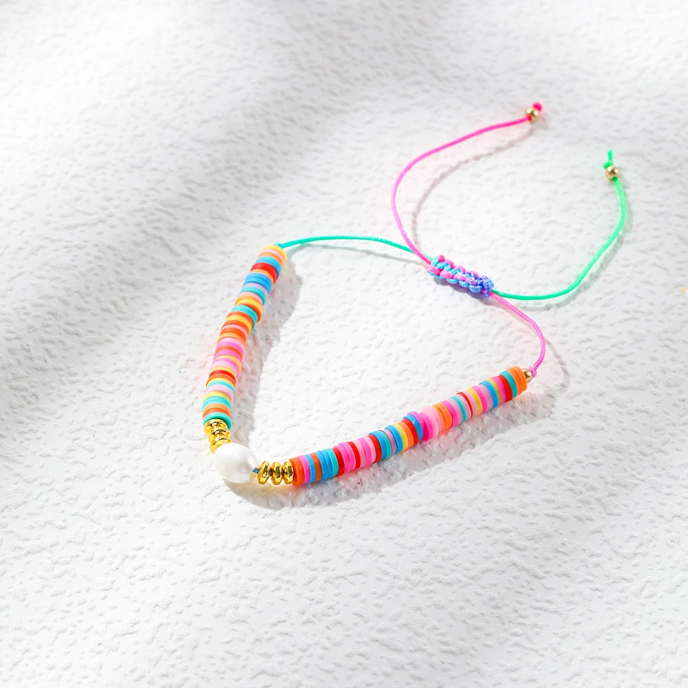 Preppy Aesthetic Colorful Beaded Pearl Bracelets