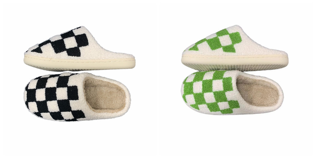 Checkerboard Print Preppy Aesthetic Cozy Slippers