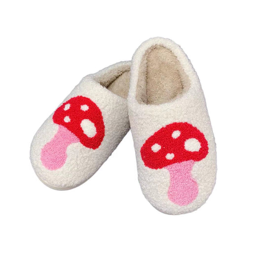 Mushroom Embroidery Preppy Aesthetic Cozy Slippers