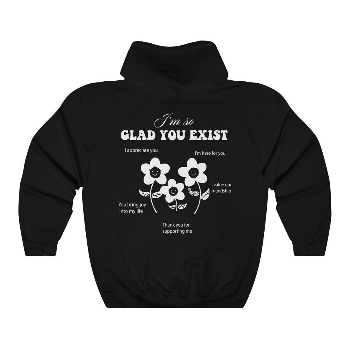 Aesthetic Floral Smiley Face I'm So Glad You Exist Preppy Hoodie