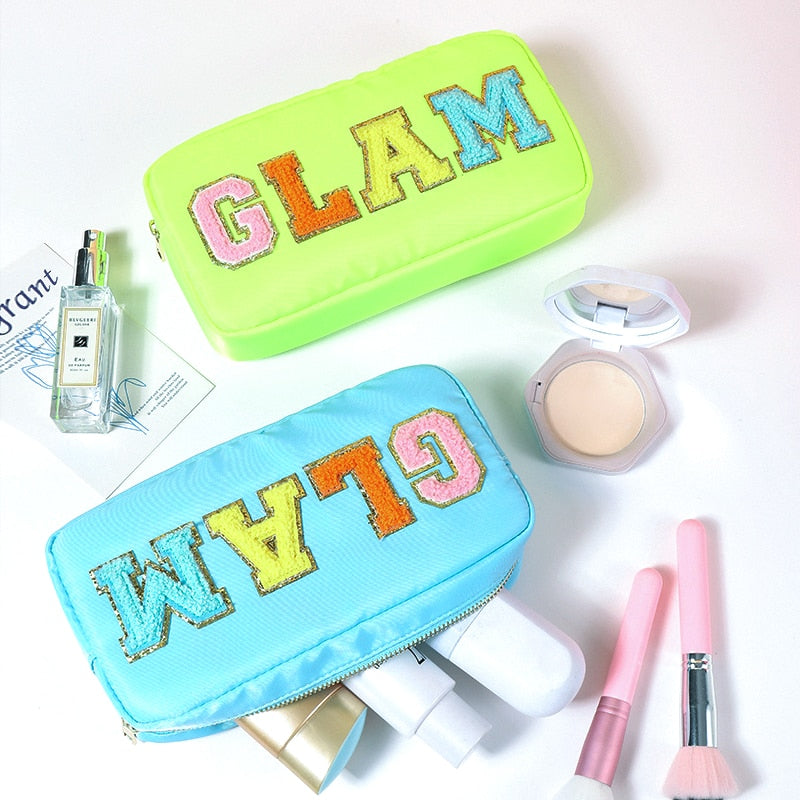 Preppy Aesthetic Glam Patch Makeup Bags
