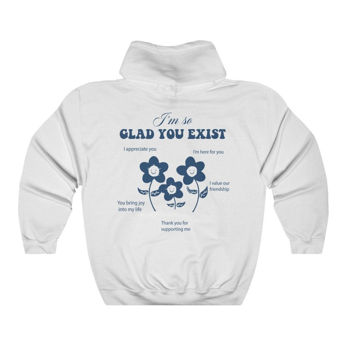 Aesthetic Floral Smiley Face I'm So Glad You Exist Preppy Hoodie