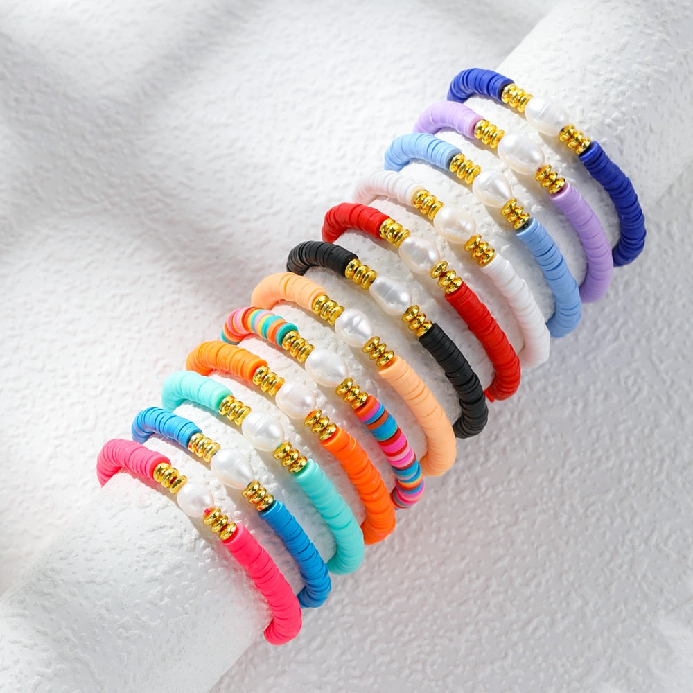 Preppy Aesthetic Colorful Beaded Pearl Bracelets