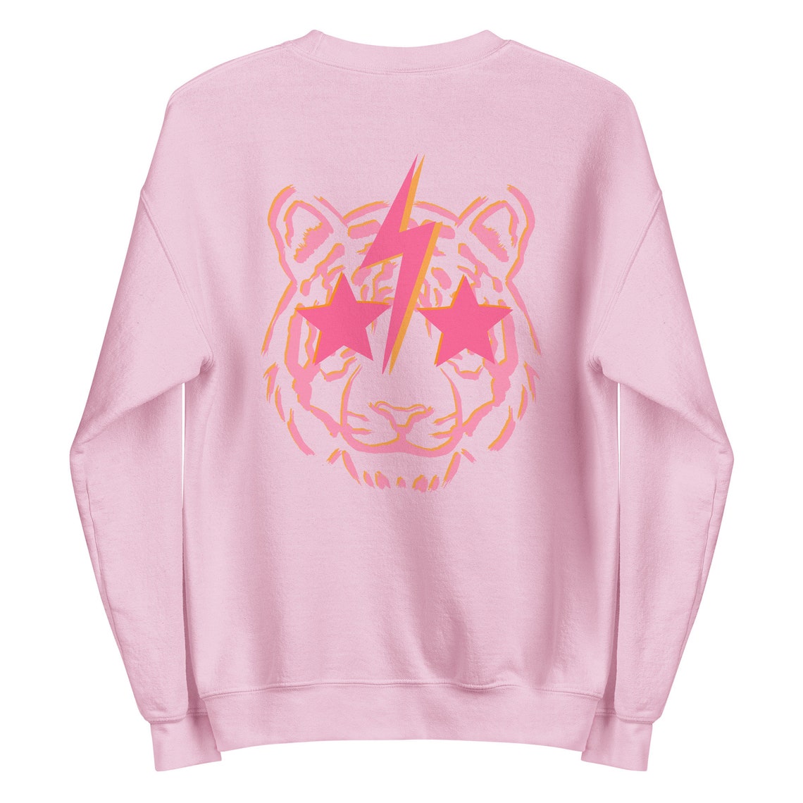 Preppy Aesthetic Lightning Tiger with Stars Crewneck Sweater