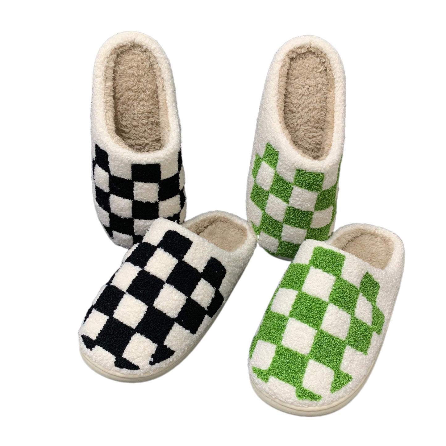Checkerboard Print Preppy Aesthetic Cozy Slippers