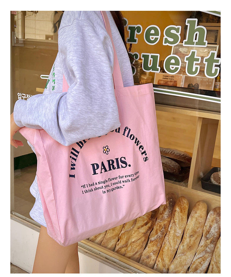 Paris Canvas Shoulder Pastel Tote Bags