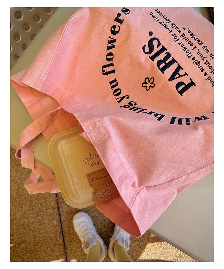 Paris Canvas Shoulder Pastel Tote Bags