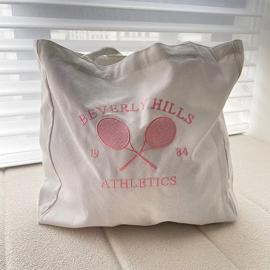 Beverly Hills Tennis Embroidered Preppy Aesthetic Tote Bag