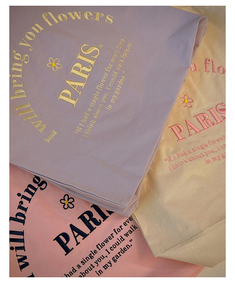 Paris Canvas Shoulder Pastel Tote Bags