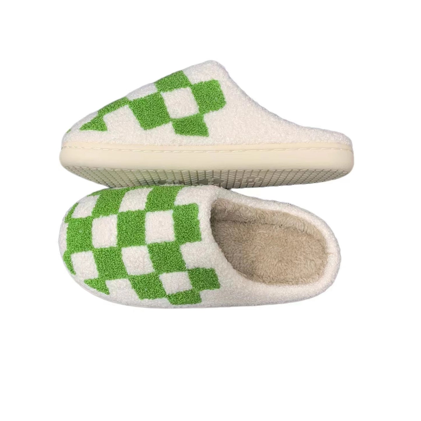 Checkerboard Print Preppy Aesthetic Cozy Slippers