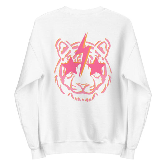 Preppy Aesthetic Lightning Tiger with Stars Crewneck Sweater